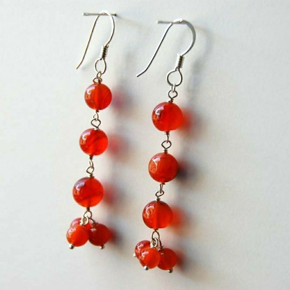 Carnelian Earrings.925 Sterling Silver2 5/16 Inc